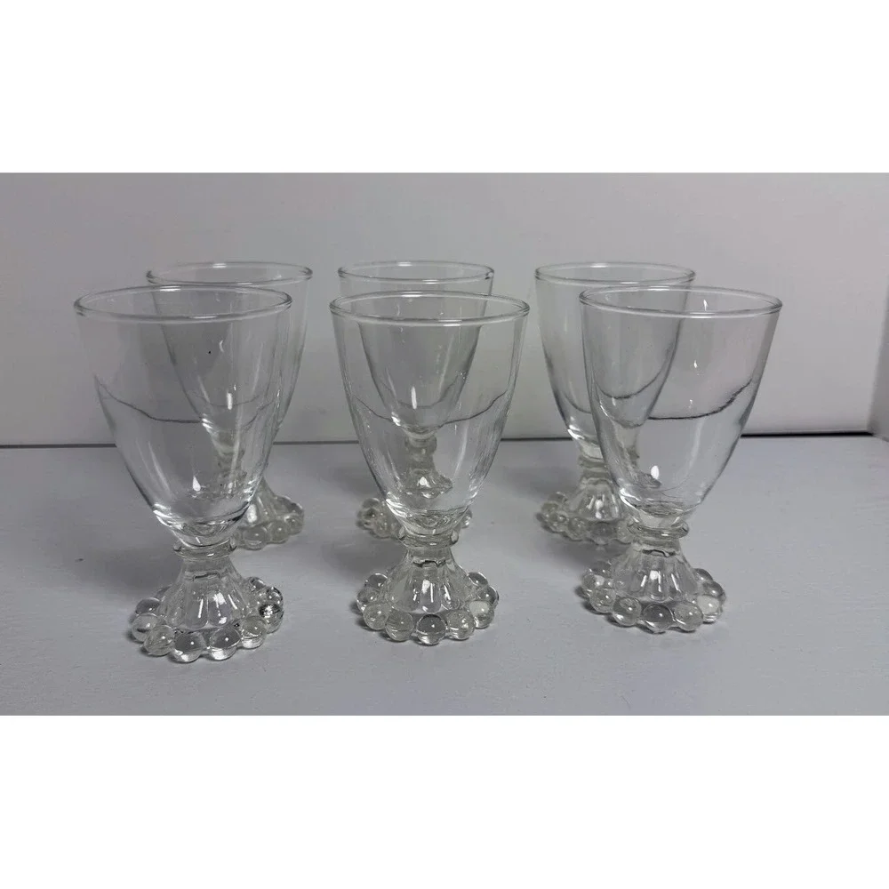 6 Vintage Anchor Hocking Berwick Boopie Wine Juice‎ Clear Glass 4 1/2 Inch